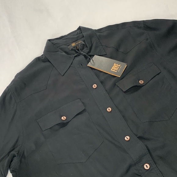 Frye Lightweight Button Up Western Rodeo Sheer Women’s Black Long Sleeve Medium - Picture 9 of 13